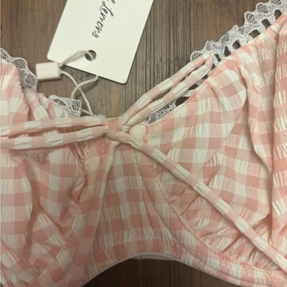 NWT for love and lemons pink gingham lingerie set - Picture 6 of 16